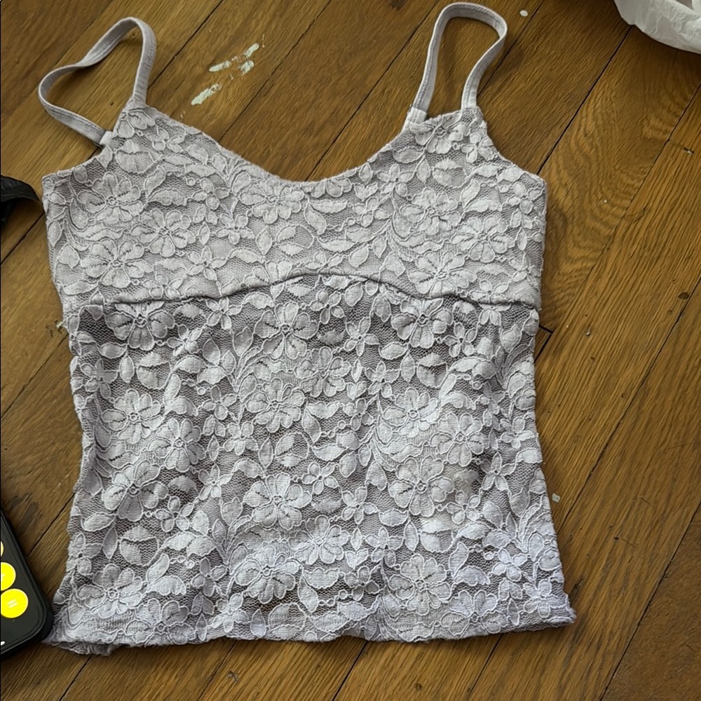 Floral Lace Women’s Top - Gray